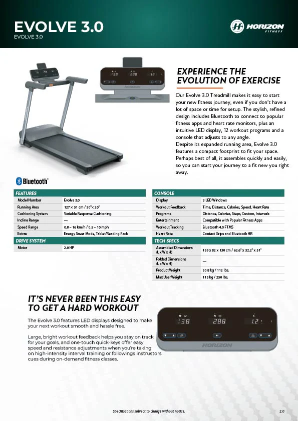 HZ25_Evolve_3.0_TreadmillSpec